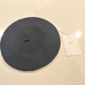 BODE Crochet Beret Hat Black one size $390 NWT